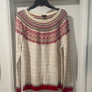 Women’s Talbots Red & White 30% Lamb Wool sweater. Size XL. NWOT